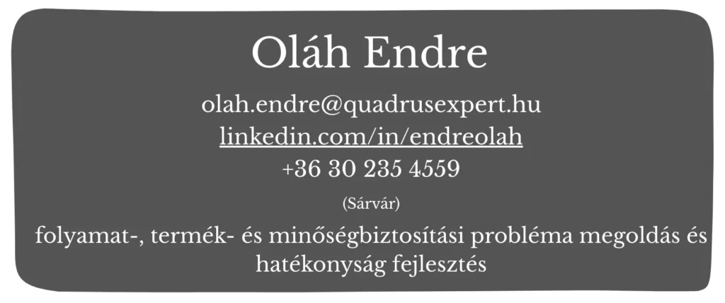 minőségbiztosítás folyamat termék oláh endre